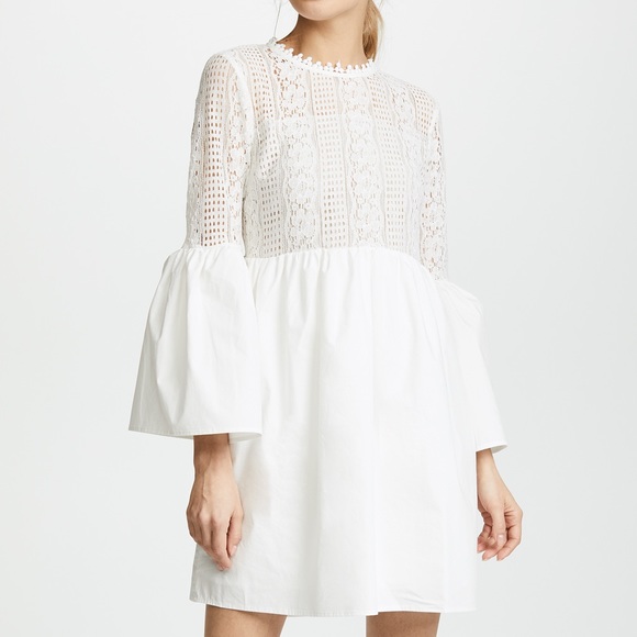 Endless Rose Ivory Eyelet Bell Sleeve Mini Dress - Picture 10 of 12